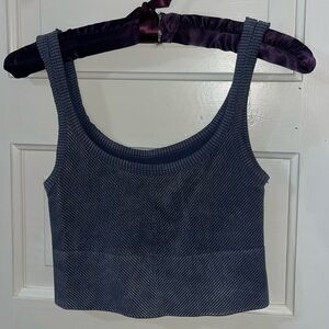 Ribbed Scoop Neck Tank Top - Navy